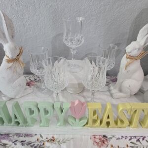 Set of 5 Cut Crystal Wine Glasses - Clear Crystal